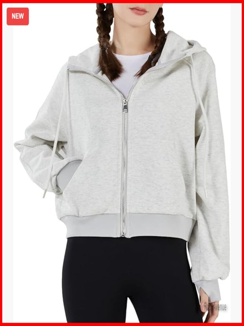 Zip Up Hooded Sweatshirt with Thumb Holes Long Sleeve Casual Jacket Fall